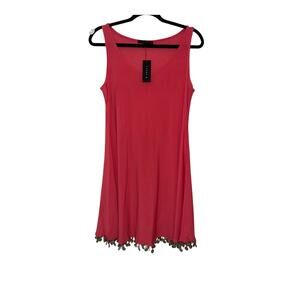 NWT Pink/Orange flowing sleeveless dress with shell tassel hem by Tiana B.
